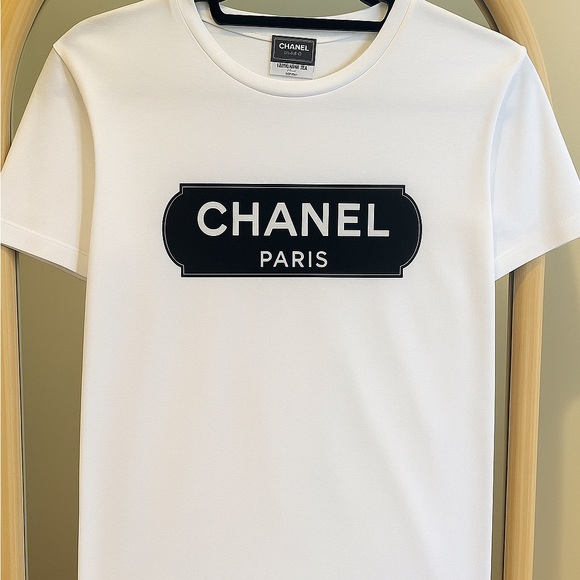 Chanel Uniform White Tee with Black Logo - Picture 1 of 3